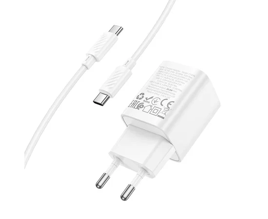 СЗУ Hoco C149A Charm PD30W+QC3.0 (1USB-A/1C) + кабель Type-C to Type-C White