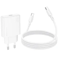 СЗУ Borofone BN23 Wish PD20W (1USB-C) + кабель Type-C to Type-C White