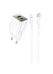 СЗУ Hoco N46 Glorious PD20W+QC3.0 (1USB-A/1C) + Type-C to Lightning White