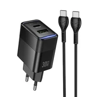 СЗУ Hoco CS112A Lounge PD30W+QC3.0 (1USB-A/1C) + кабель Type-C to Type-C Black