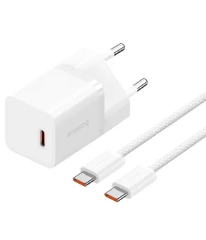СЗУ Baseus GaN5 Fast Charger (mini) 30W (1USB-C) + кабель Type-C to Type-C (P10110902) Moon White