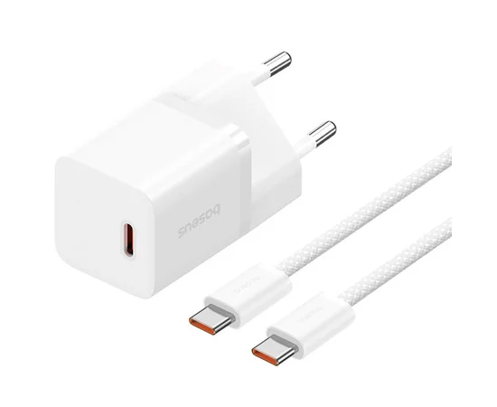 СЗУ Baseus GaN5 Fast Charger (mini) 30W (1USB-C) + кабель Type-C to Type-C (P10110902) Moon White