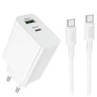 СЗУ Borofone BA108A Stellar PD30W+QC3.0 (1USB-A/1C) + кабель Type-C to Type-C White