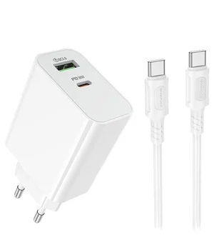 СЗУ Borofone BA108A Stellar PD30W+QC3.0 (1USB-A/1C) + кабель Type-C to Type-C White