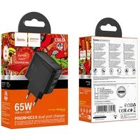 СЗУ Hoco CS63A Bright PD65W (1USB-A/1C) Black