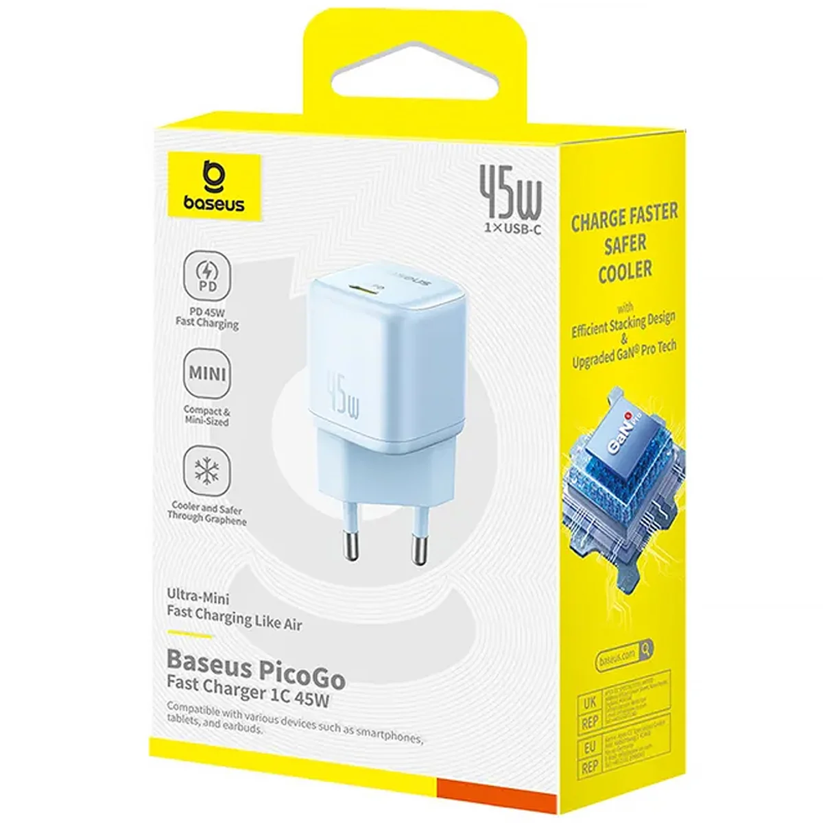 СЗУ Baseus PicoGo GaN Fast Charger 45W (1USB-C) (P10176800) Galaxy Blue