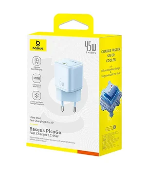 СЗУ Baseus PicoGo GaN Fast Charger 45W (1USB-C) (P10176800) Galaxy Blue