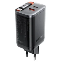 СЗУ Acefast A111 GaN With Retractable Cable Type-C PD67W (1USB-A/1C) Black