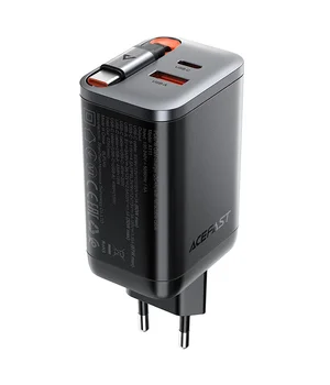 СЗУ Acefast A111 GaN With Retractable Cable Type-C PD67W (1USB-A/1C) Black