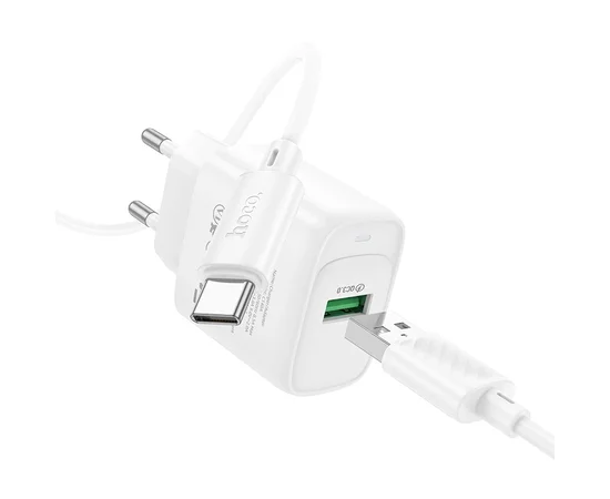 СЗУ Hoco C140A Smart QC3.0 (1USB/3A) + Type-C White