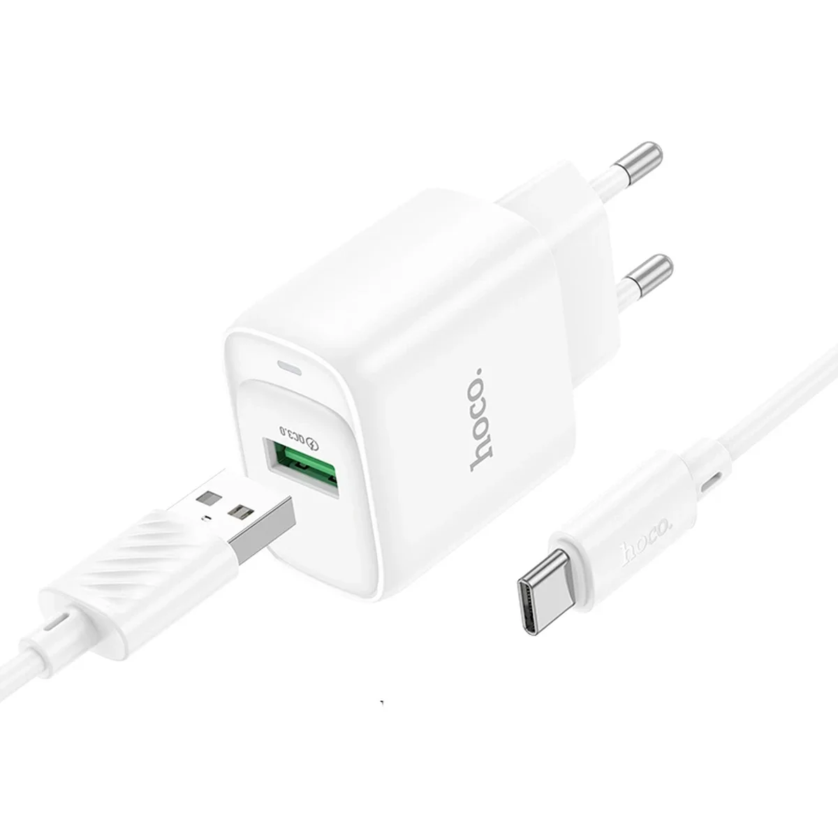 СЗУ Hoco C140A Smart QC3.0 (1USB/3A) + Type-C White