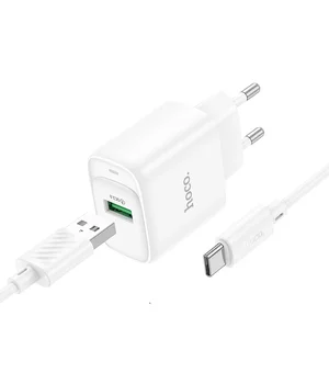 СЗУ Hoco C140A Smart QC3.0 (1USB/3A) + Type-C White