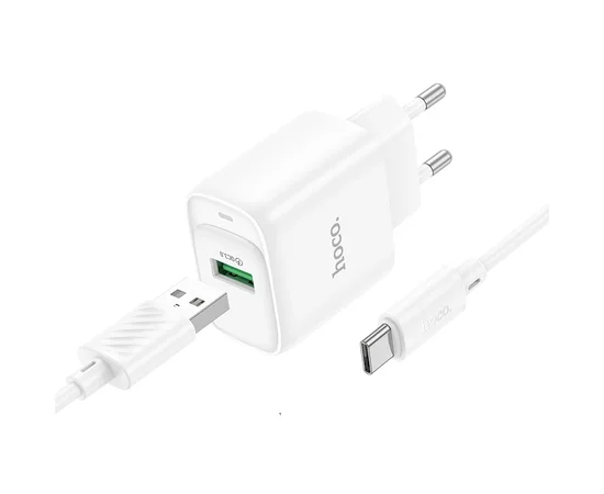 СЗУ Hoco C140A Smart QC3.0 (1USB/3A) + Type-C White
