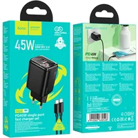СЗУ Hoco N54 Monsoon PD45W (1USB-C) + Type-C to Type-C Black