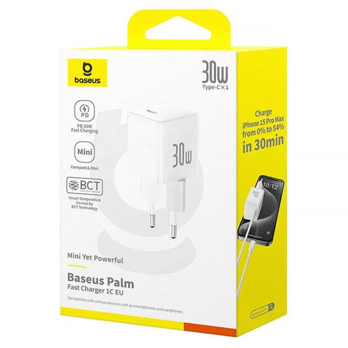 СЗУ Baseus Palm Fast Charger 30W (1USB-C) (P10111605113-00) Moon White
