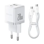СЗУ Baseus Palm Fast Charger 20W (1USB-A/1C) + кабель Type-C to Type-C (P10111608) Moon White