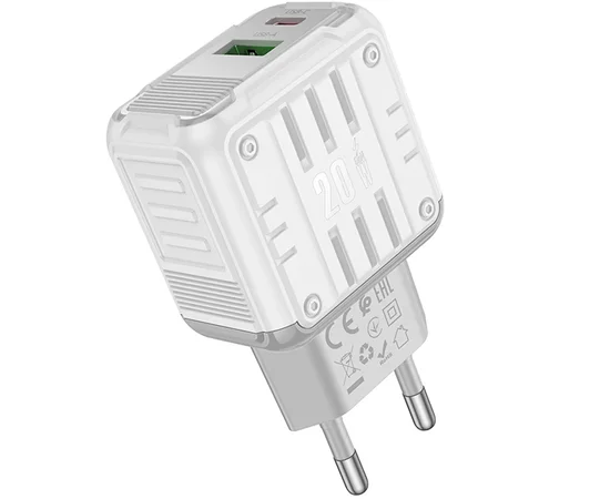 СЗУ Hoco C135A Rock PD20W+QC3.0 (1USB-A/1USB-C) White