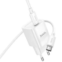 СЗУ Hoco C146A Charm PD20W (1USB-C) + кабель Type-C to Type-C White