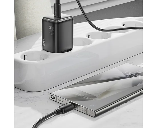 СЗУ Hoco N54 Monsoon PD45W (1USB-C) + Type-C to Type-C Black