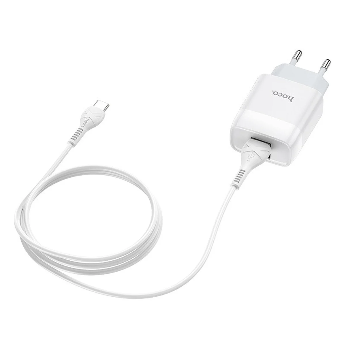 СЗУ Hoco C73A Glorious 2.4A (2USB-A) + кабель USB to Type-C Белый