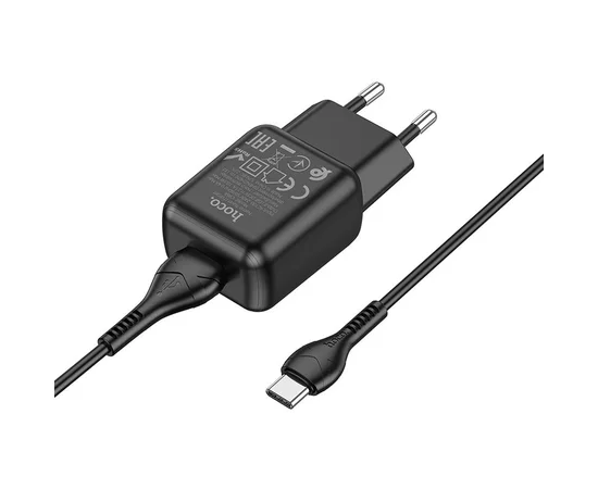СЗУ Hoco C96A (1USB/2.1A) + кабель USB to Type-C Black