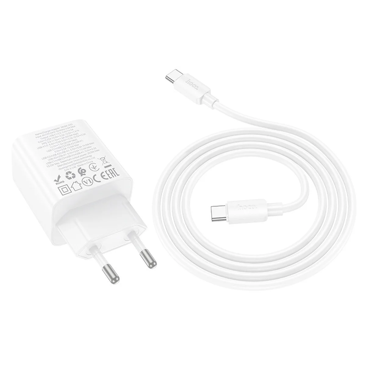 СЗУ Hoco N55 Fundador PD20W four-port (2USB-A/2C) + Type-C to Type-C White