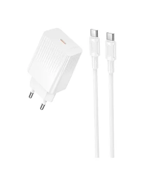 СЗУ Borofone BAS75A Source PD30W (1USB-C) + кабель Type-C to Type-C White