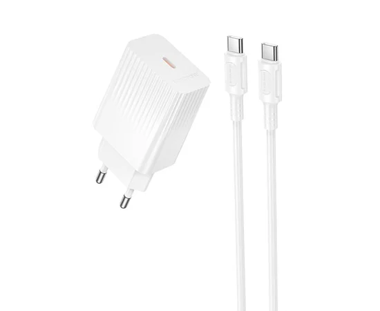 СЗУ Borofone BAS75A Source PD30W (1USB-C) + кабель Type-C to Type-C White