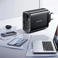 СЗУ Usams US-CC296 GaN With Retractable Type-C Cable Xiang Ser. 30W (1USB-A/1C) Black