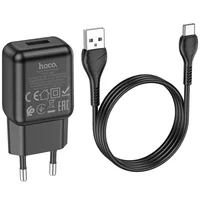 СЗУ Hoco C96A (1USB/2.1A) + кабель USB to Type-C Black