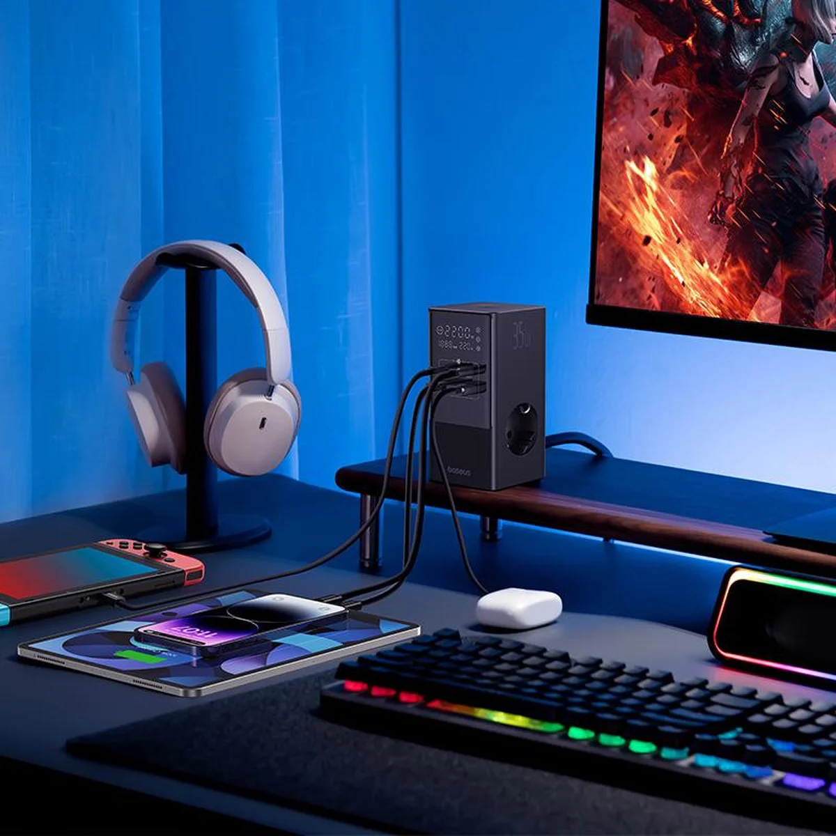 СЗУ Baseus PowerCombo Tower Digital PowerStrip 3AC+2U+2C 35W (1.5m) (E00023606113-00) Cluster Black