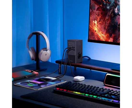 СЗУ Baseus PowerCombo Tower Digital PowerStrip 3AC+2U+2C 35W (1.5m) (E00023606113-00) Cluster Black