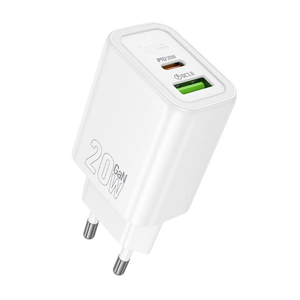 СЗУ Hoco N61 Gentle PD20W+QC3.0 (1USB-A/1C) + кабель Type-C to Type-C White