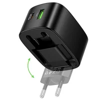 СЗУ Hoco CS102A Folding PD30W+QC3.0 (1USB-A/1C) Black