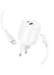 СЗУ Borofone BA93A Lustrous PD20W+QC3.0 (1USB-A/1C) + кабель Type-C to Type-C White
