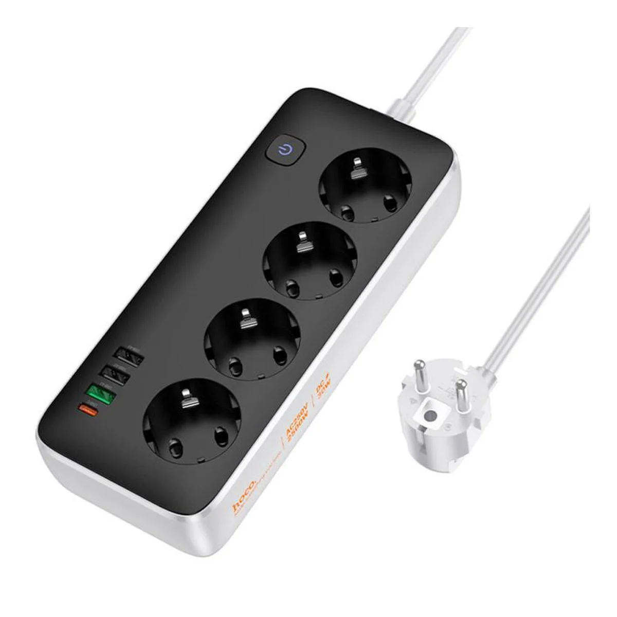 Подовжувач Hoco AC22 Sunlight (PD30W/1C/3A/4xSocket) (3m) Black