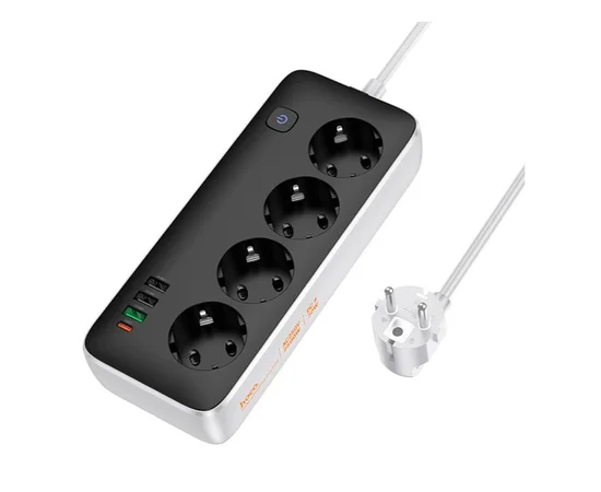 Удлинитель Hoco AC22 Sunlight (PD30W/1C/3A/4xSocket) (3m) Black