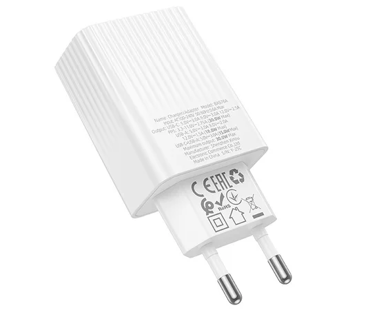 СЗУ Borofone BAS76A Source PD30W+QC3.0  (1USB-A/1C) White