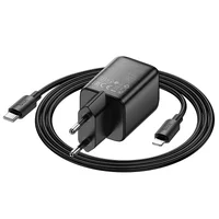 СЗУ Hoco N53 Monsoon PD30W+QC3.0 (1USB-A/1C) + кабель Type-C to Lightning Black