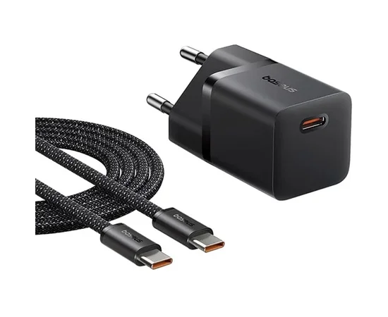 СЗУ Baseus GaN5 Fast Charger (mini) 1C 25W + Type-C to Type-C (P10110909113) Cluster Black