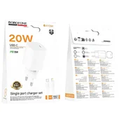 СЗУ Borofone BA103A Pudding PD20W (1USB-C) + кабель Type-C to Lightning White