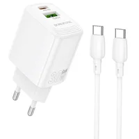 СЗУ Borofone BN29 Fuente PD30W+QC3.0 (1USB-A/1C) + кабель Type-C to Type-C White