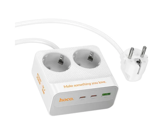 Подовжувач Hoco AC27 Descanso (PD30W/2C/1A/2xSocket) (2m) White