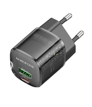 СЗУ Borofone BN17 Sunlight PD20W+QC3.0 (1USB-A/1C) Transparent black