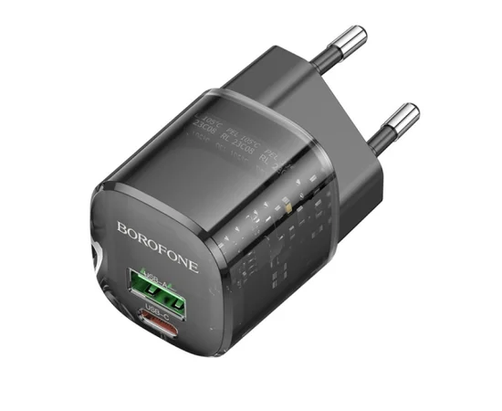 СЗУ Borofone BN17 Sunlight PD20W+QC3.0 (1USB-A/1C) Transparent black