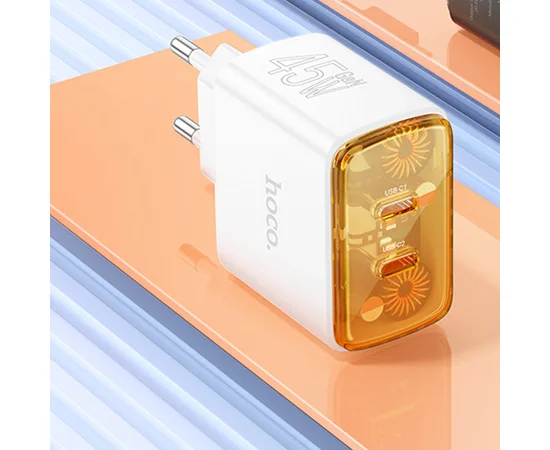 СЗУ Hoco CS43A Smart PD45W (2C) + Type-C to Type-C White