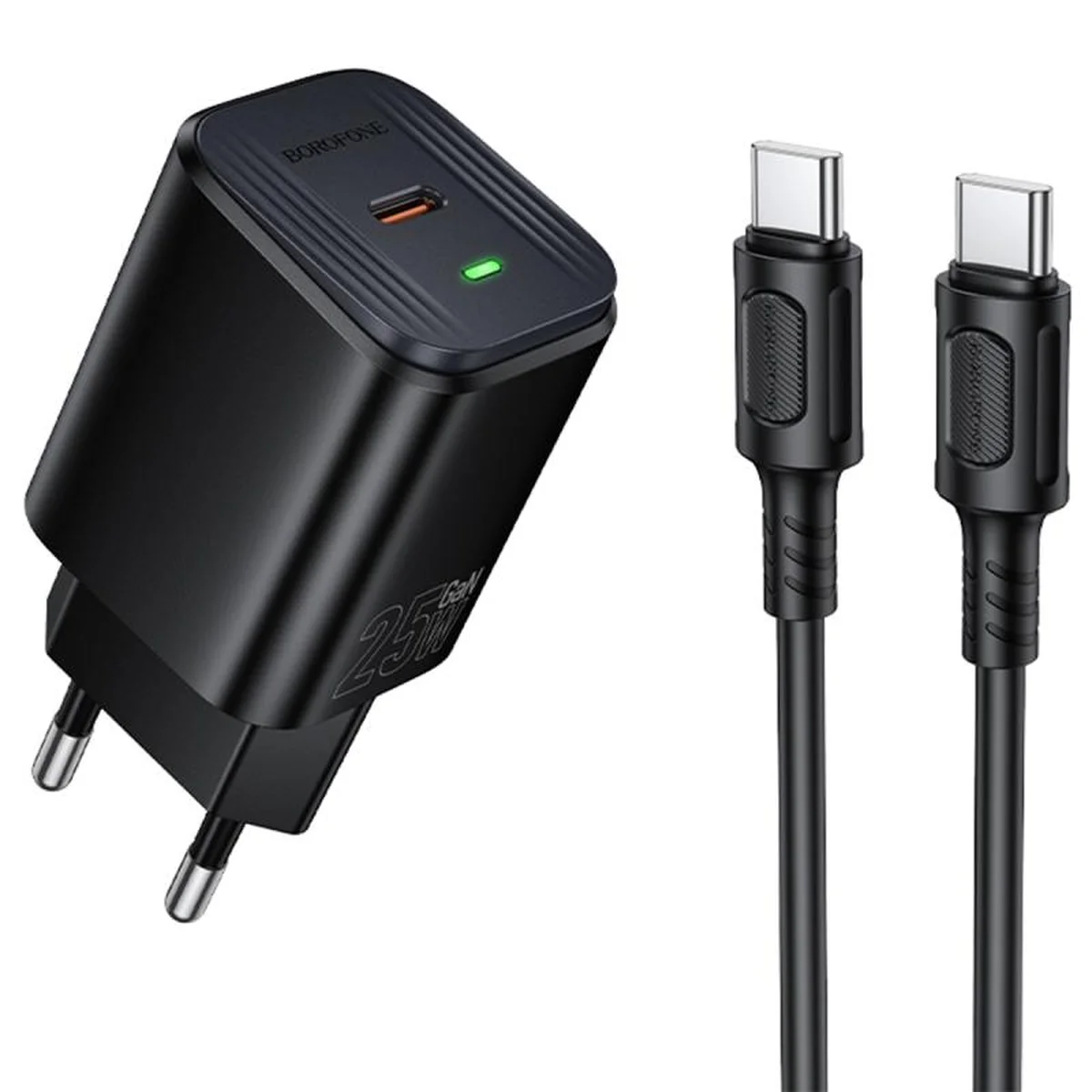 СЗУ Borofone BAS84A Star PD25W (1USB-C) + кабель Type-C to Type-C Black