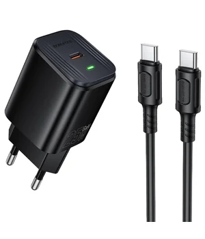 СЗУ Borofone BAS84A Star PD25W (1USB-C) + кабель Type-C to Type-C Black