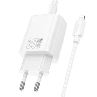 СЗУ Hoco N62 Gentle PD30W (1USB-C) + кабель Type-C to Lightning White
