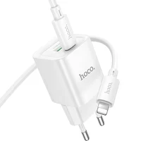 СЗУ Hoco C147A PD20W+QC3.0 (1USB-A/1C) + кабель Type-C to Lightning White